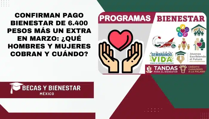 Confirman Pago Bienestar de 6.400 pesos más un extra en marzo: ¿Qué hombres y mujeres cobran y cuándo?