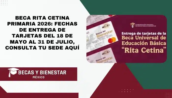 Beca Rita Cetina Primaria 2026: Fechas de entrega de tarjetas del 18 de mayo al 31 de julio, consulta tu sede aquí