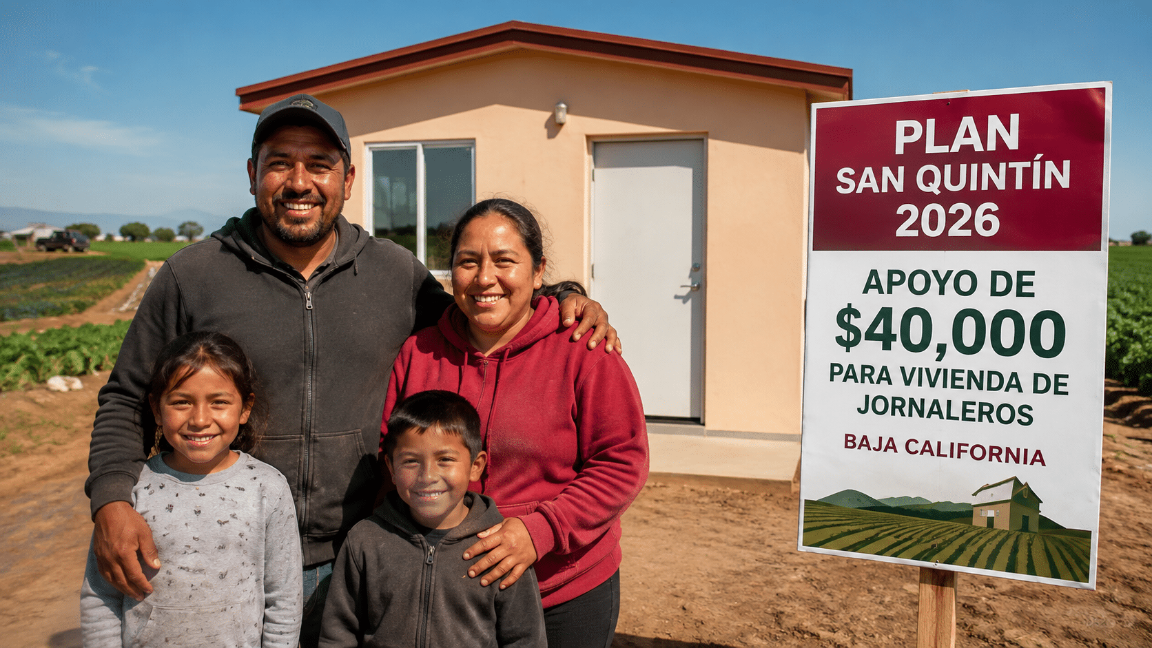Plan San Quintín 2026 el apoyo de $40 mil para la vivienda de los jornaleros de Baja California